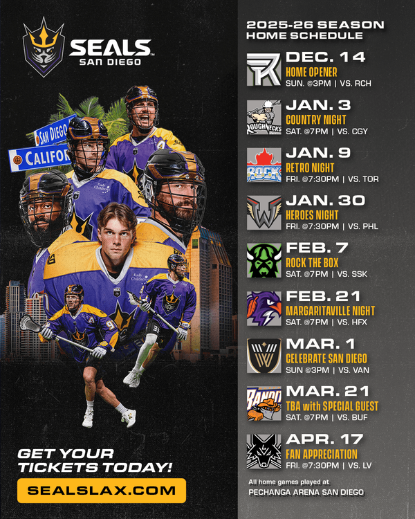 Seals Release 2025-2026 Full Schedule | San Diego Seals